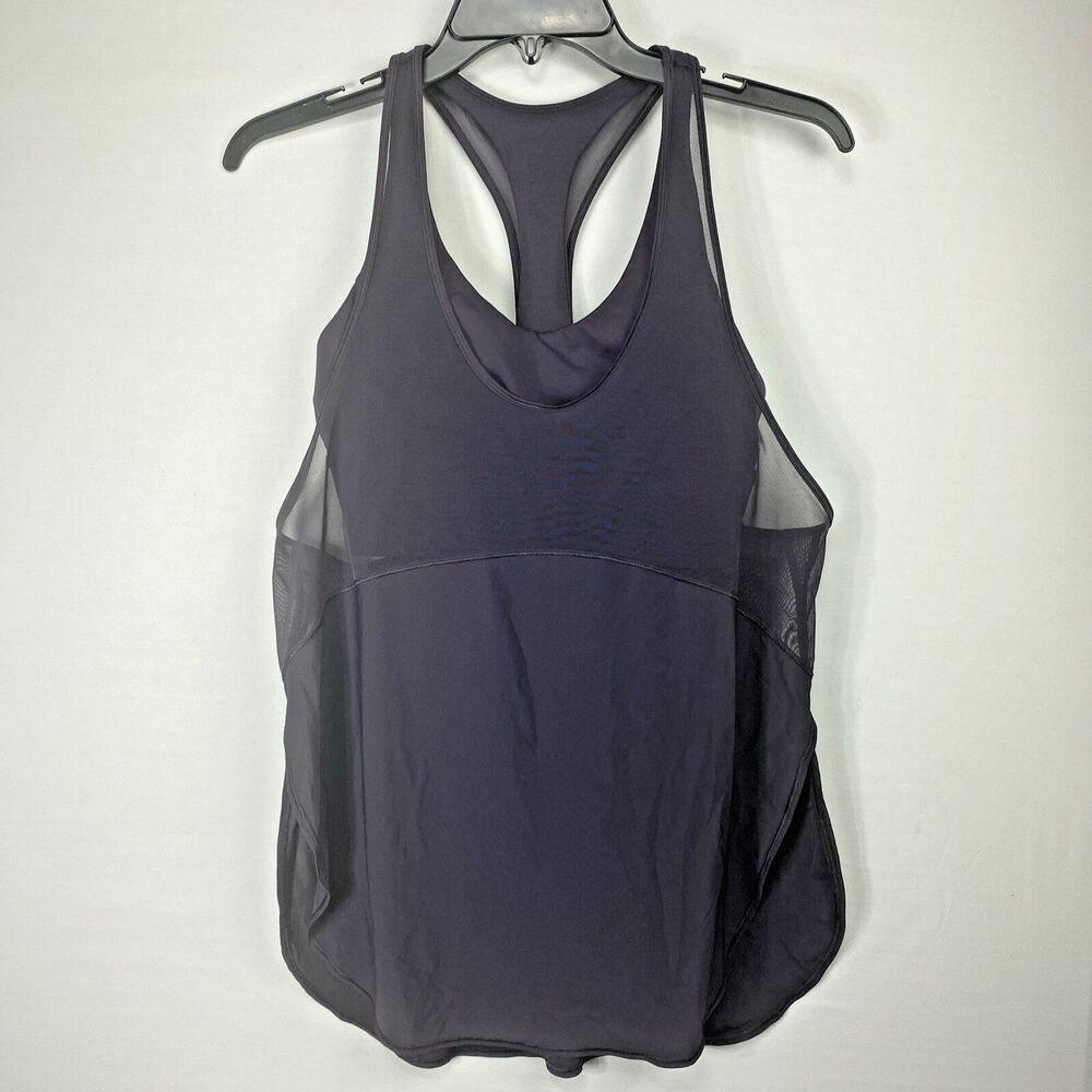 Lululemon 2 in 1 Bra Tank Top Size 6 Mesh Plum Womens Yoga Active Wear